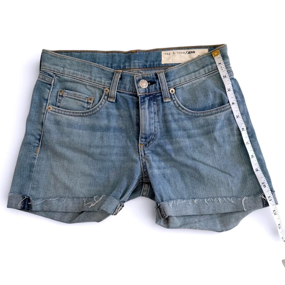 Rag‎ & Bone Light Wash Cuffed Jean Shorts 24 Blue Denim Low Rise Wiley Casual